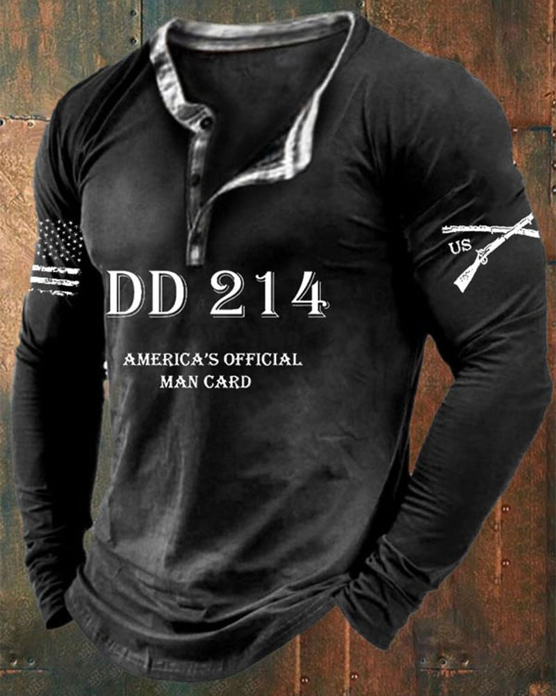 Men's DD214 America's Official Man Card Print T-Shirt
