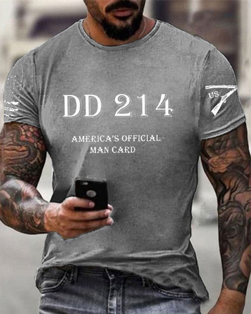 Men's DD214 America's Official Man Card Printed Casual T-Shirt