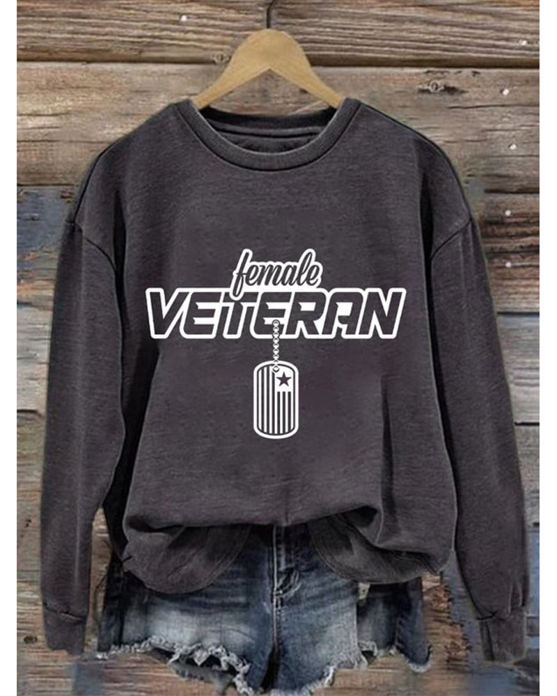 Women's "Female Veteran" Print Sweatshirt