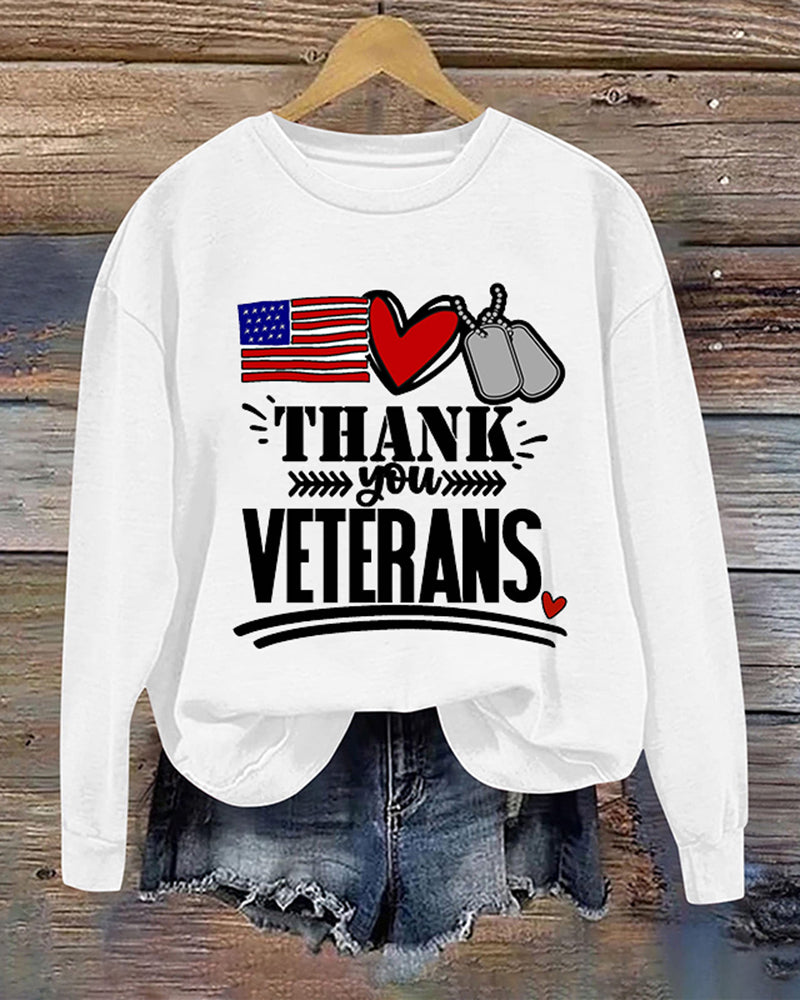 THANK VETERANS printed casual sweatshirt