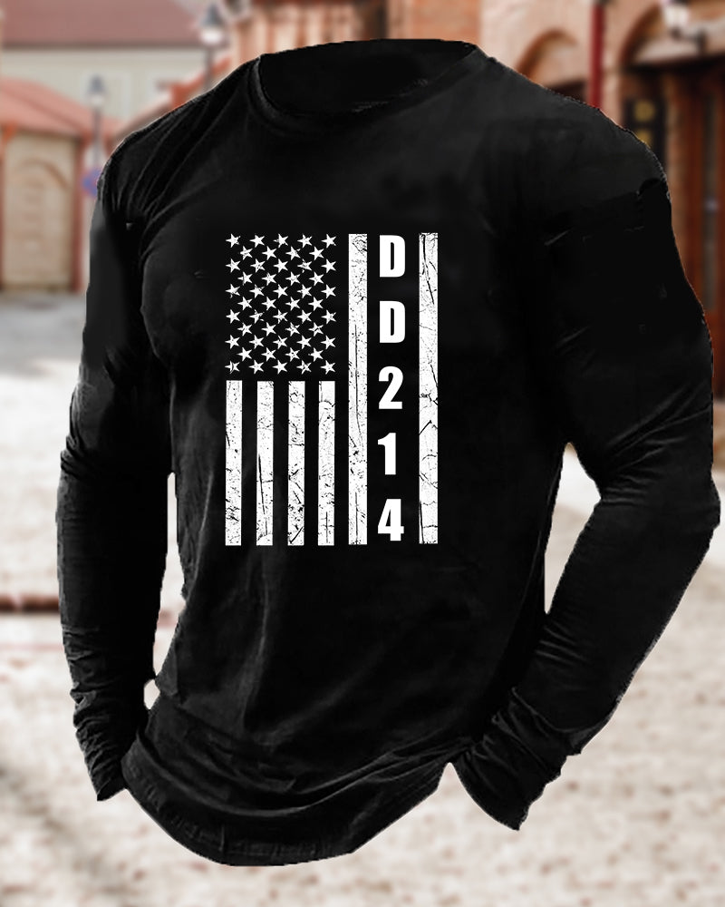 Men's DD214 printed crew neck casual top