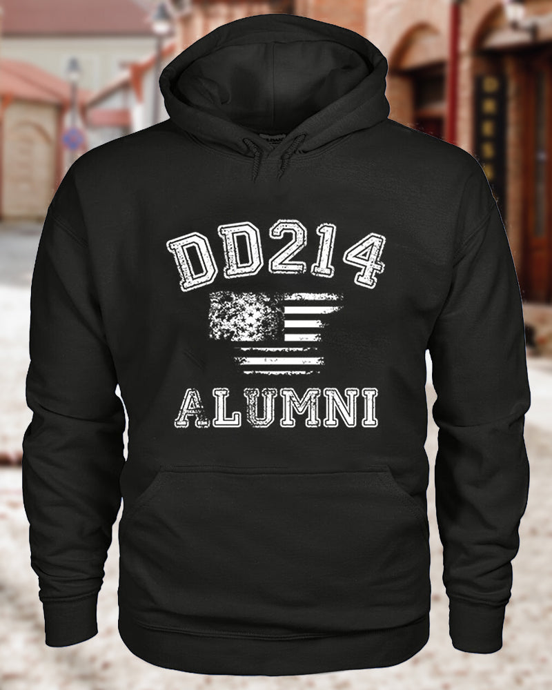 Men's DD214 ALUMNI letter printed hooded sweatshirt