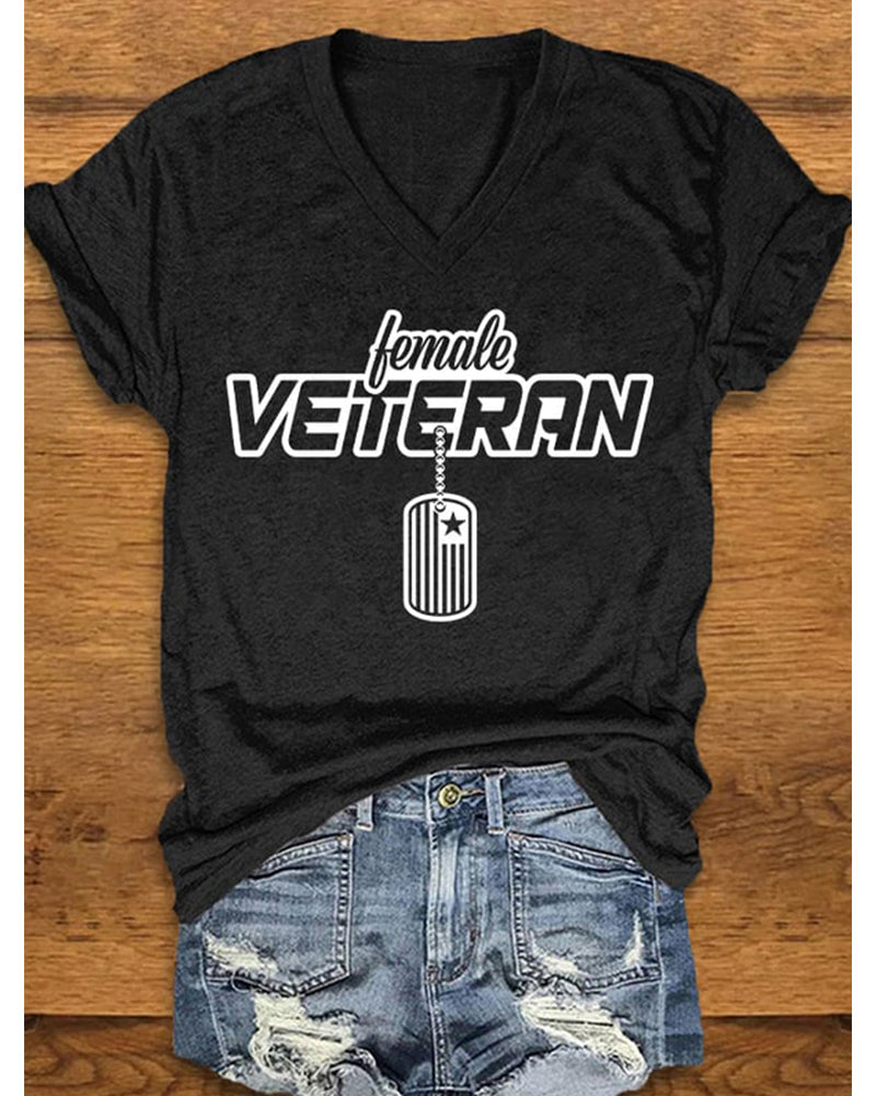 Women's "Female Veteran" Print T-Shirt
