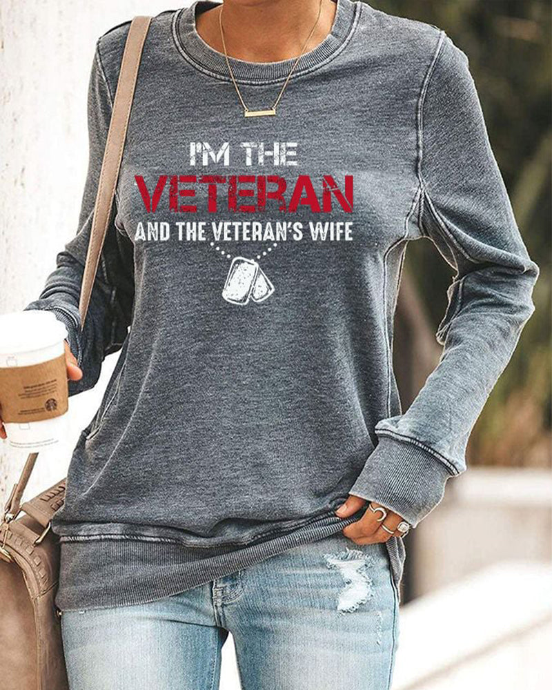 Women's I'm A Veteran And The Veteran's Wife Print Sweatshirt
