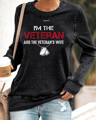 Women's I'm A Veteran And The Veteran's Wife Print Sweatshirt