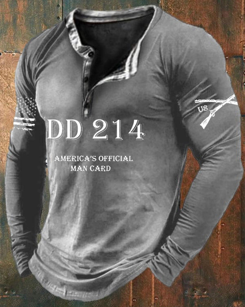 Men's DD214 America's Official Man Card Print T-Shirt