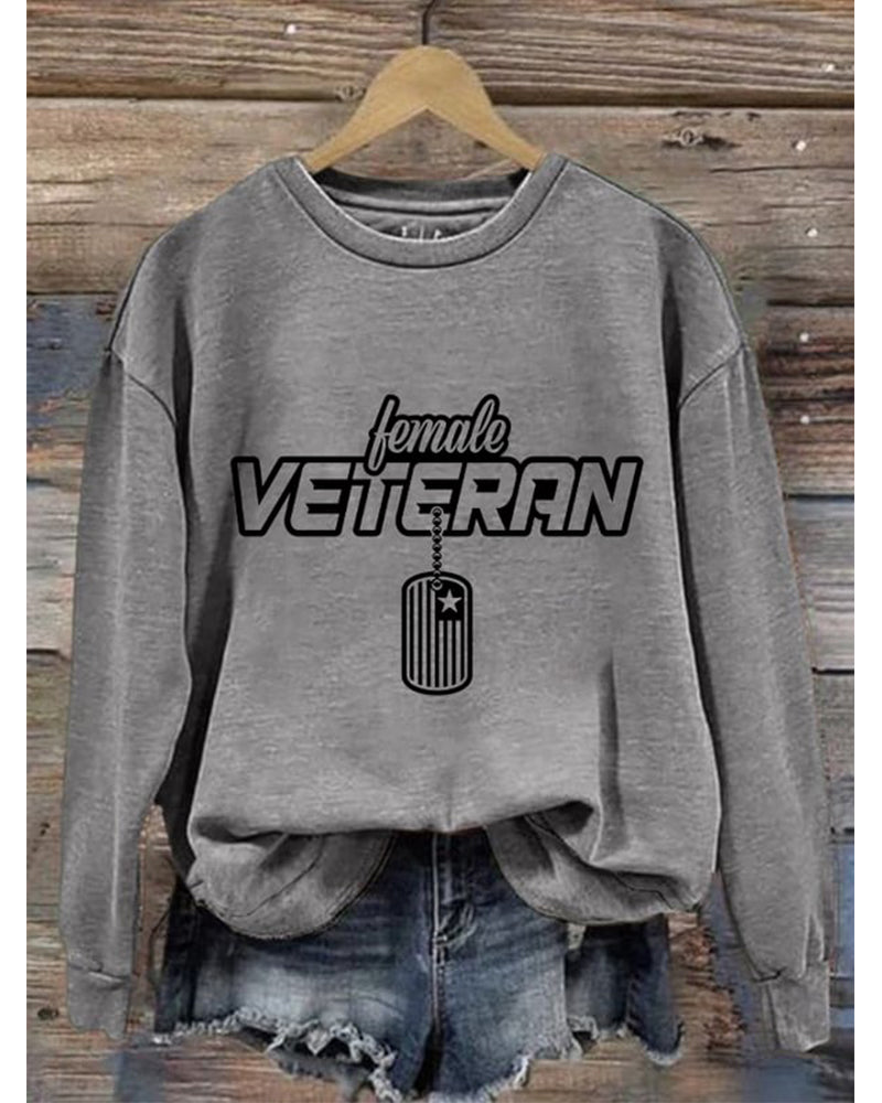 Women's "Female Veteran" Print Sweatshirt