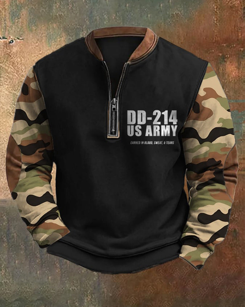 Men's Retro DD-214 Veteran Zip Collar Sweatshirt