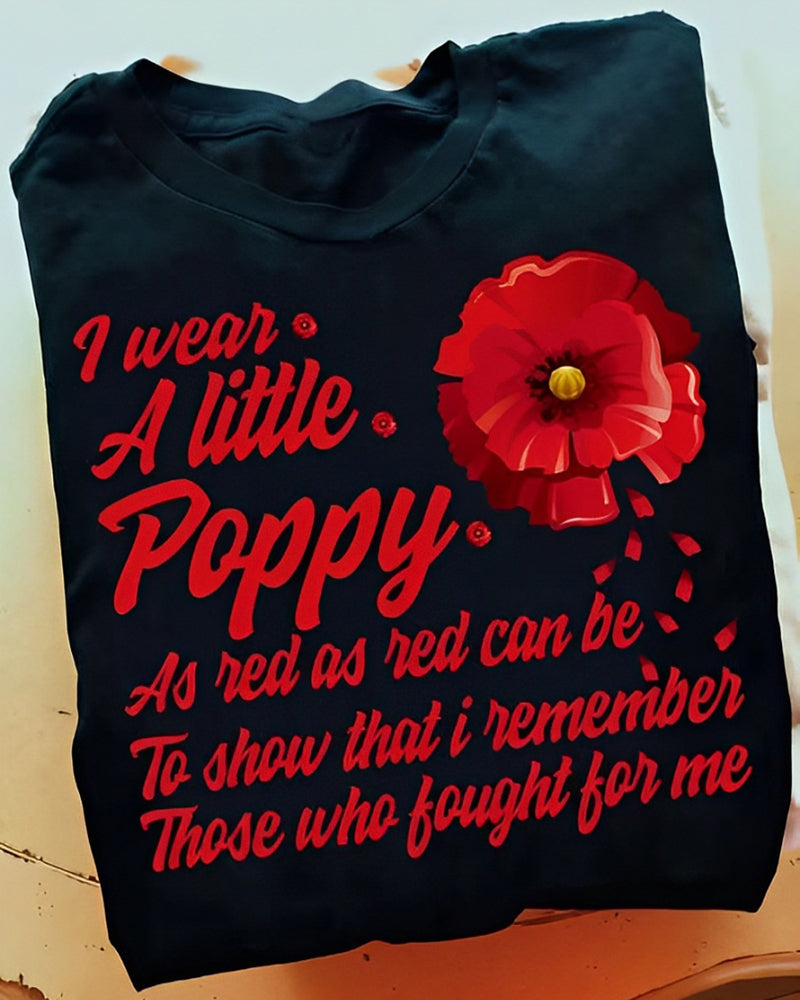 Women's Veterans Day I Wear Red Poppy Flower Remember American Usa Remembrance Day T Shirt