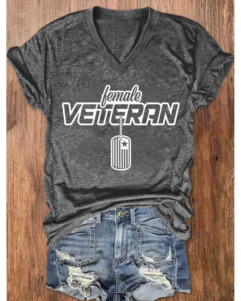 Women's "Female Veteran" Print T-Shirt