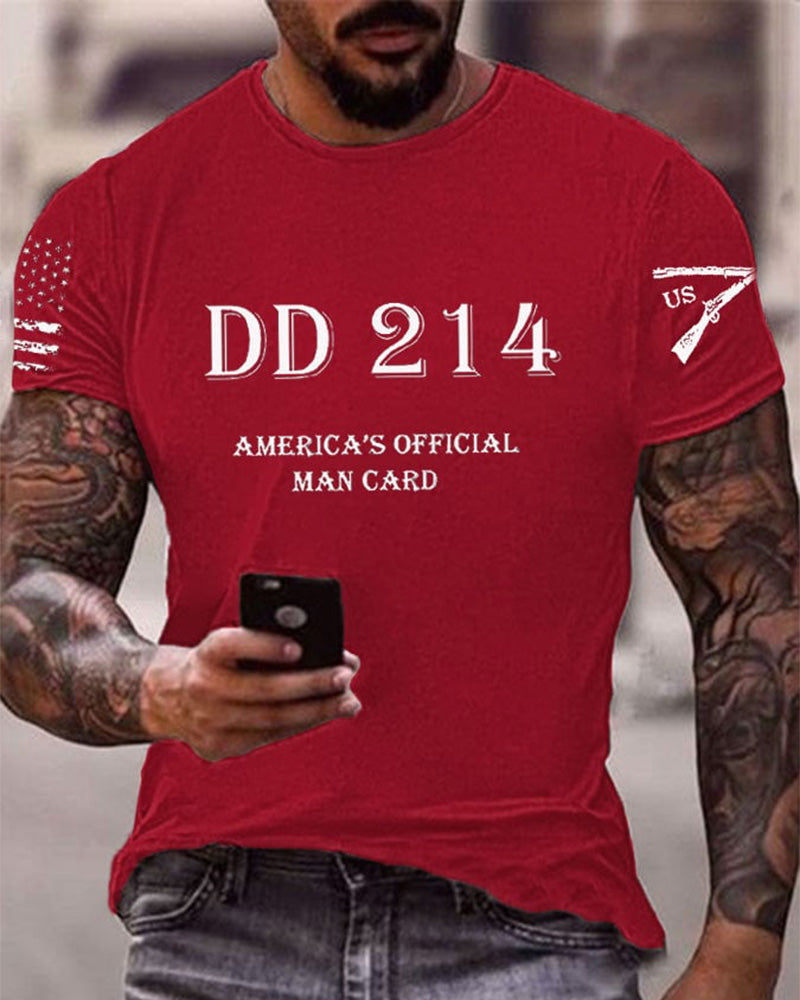 Men's DD214 America's Official Man Card Printed Casual T-Shirt