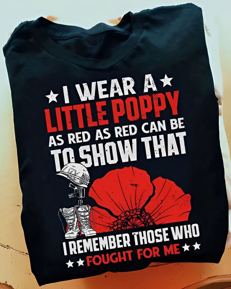 Women's Veterans Day I Wear Red Poppy Flower Remember American Usa Remembrance Day T Shirt