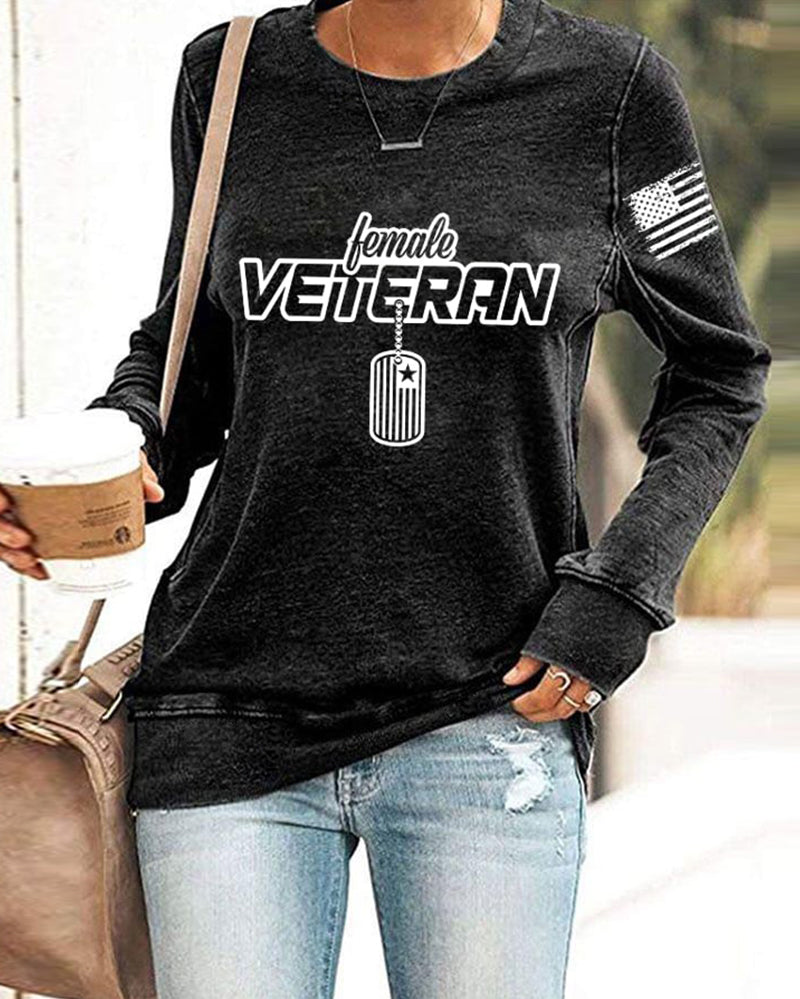 Women's "Female Veteran" Print Sweatshirt