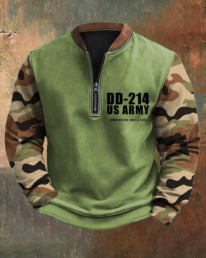 Men's Retro DD-214 Veteran Zip Collar Sweatshirt