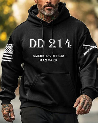 Men's DD214 America Official Man Card Casual Print Hoodie