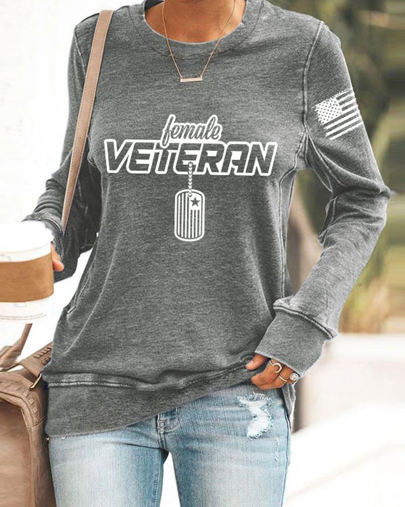 Women's "Female Veteran" Print Sweatshirt