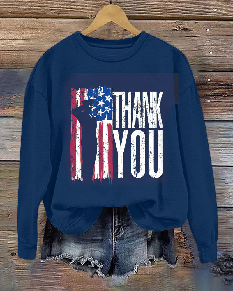 THANK YOU printed casual sweatshirt