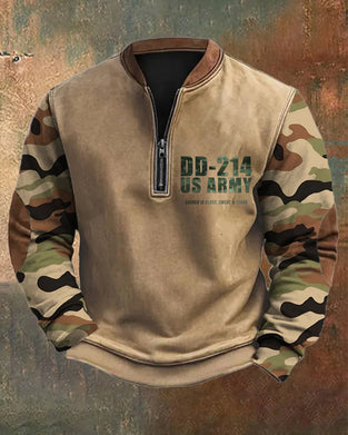 Men's Retro DD-214 Veteran Zip Collar Sweatshirt
