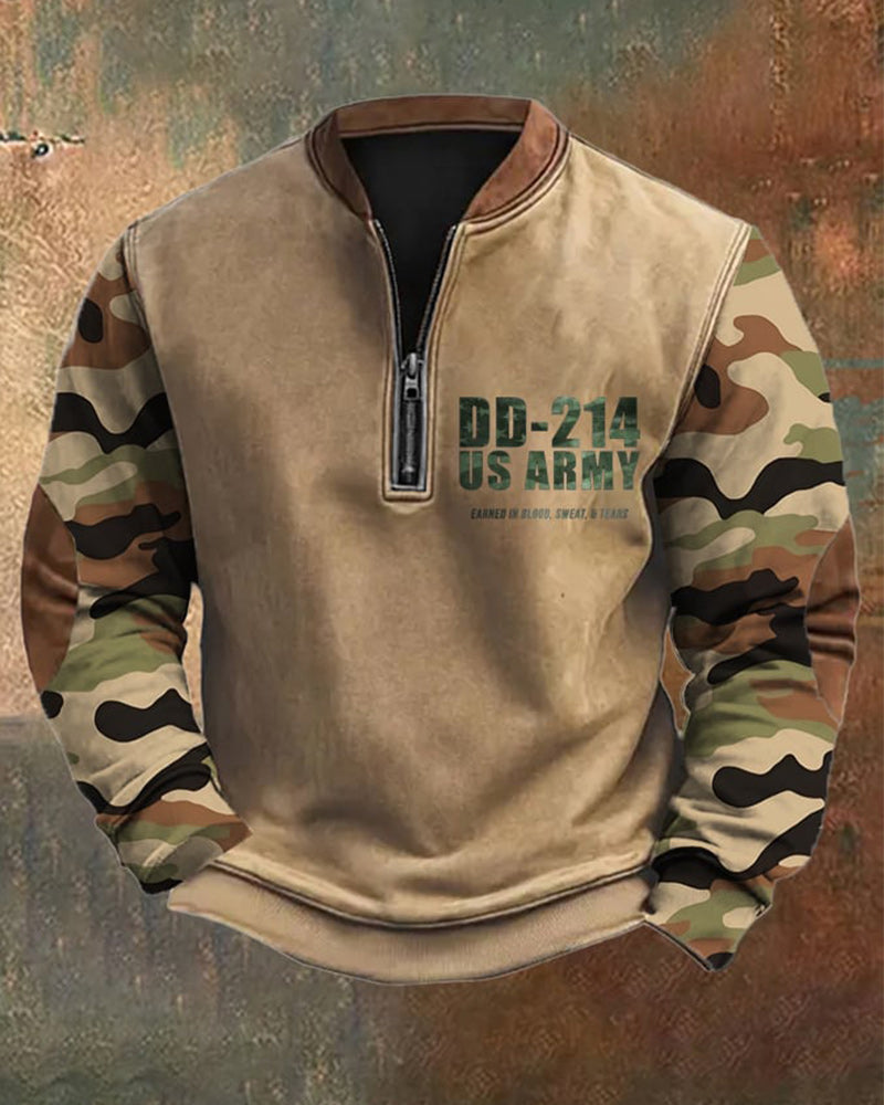 Men's Retro DD-214 Veteran Zip Collar Sweatshirt
