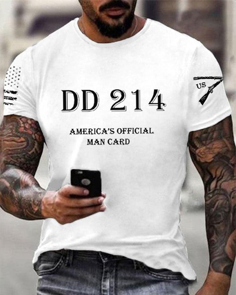 Men's DD214 America's Official Man Card Printed Casual T-Shirt