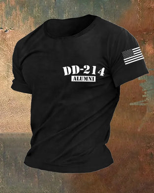 Men's retro DD-214 retired military pure cotton printed T-shirt