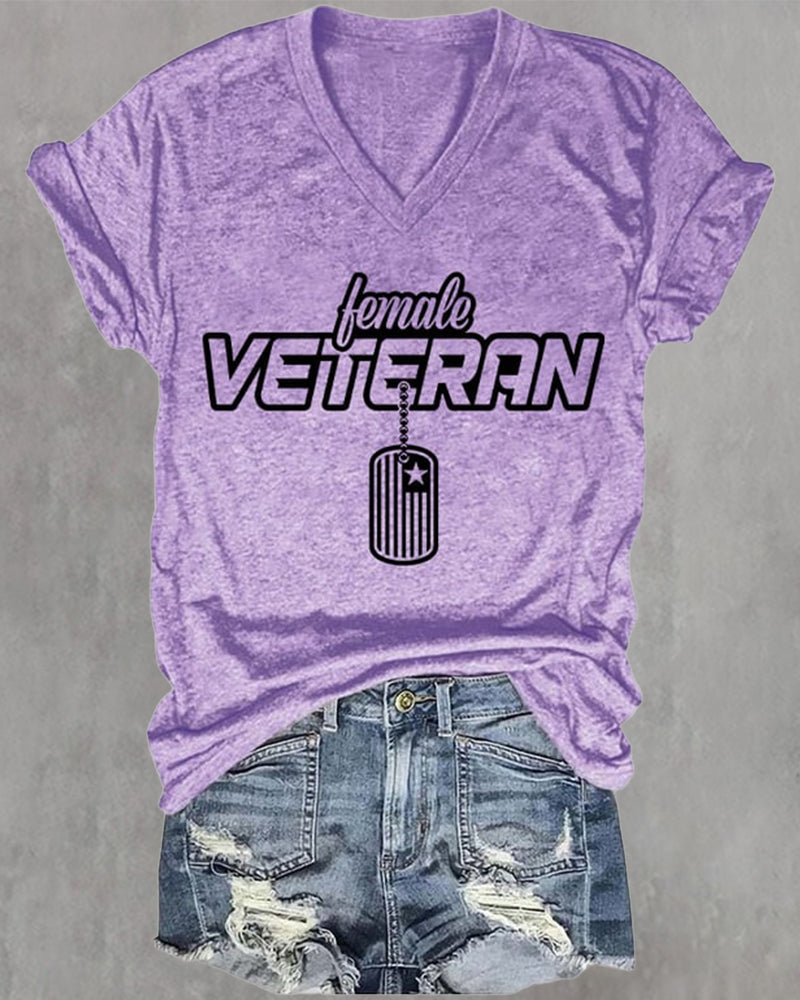 Women's "Female Veteran" Print T-Shirt