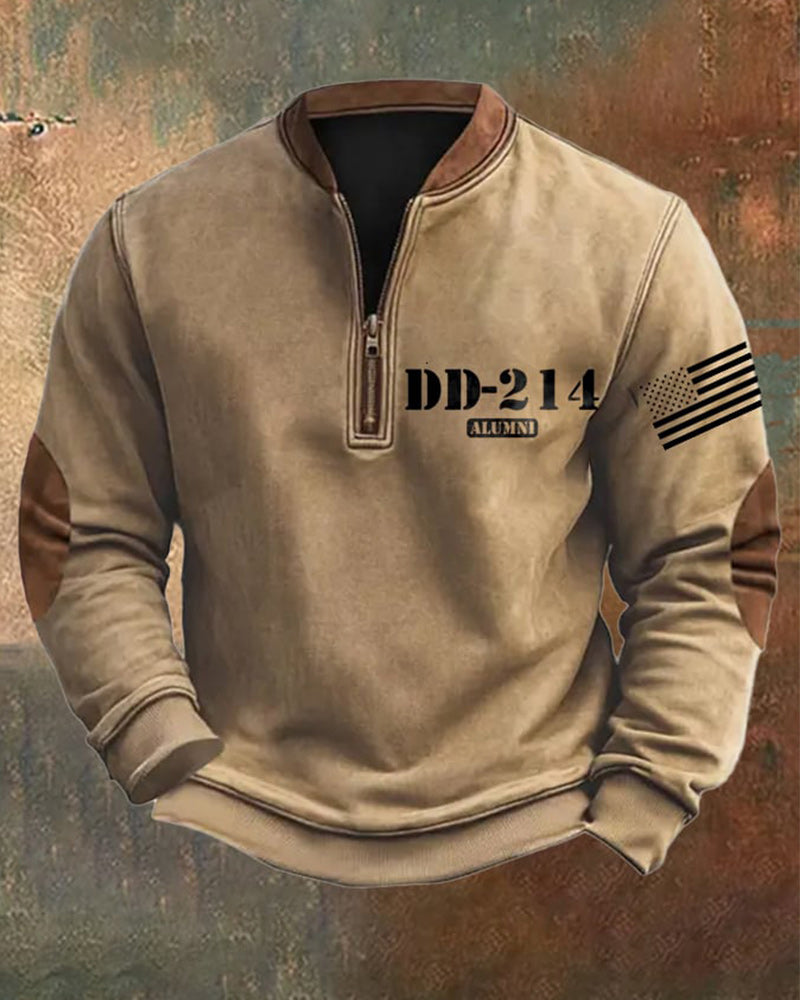 Men's Retro Veteran Zip Collar Sweatshirt