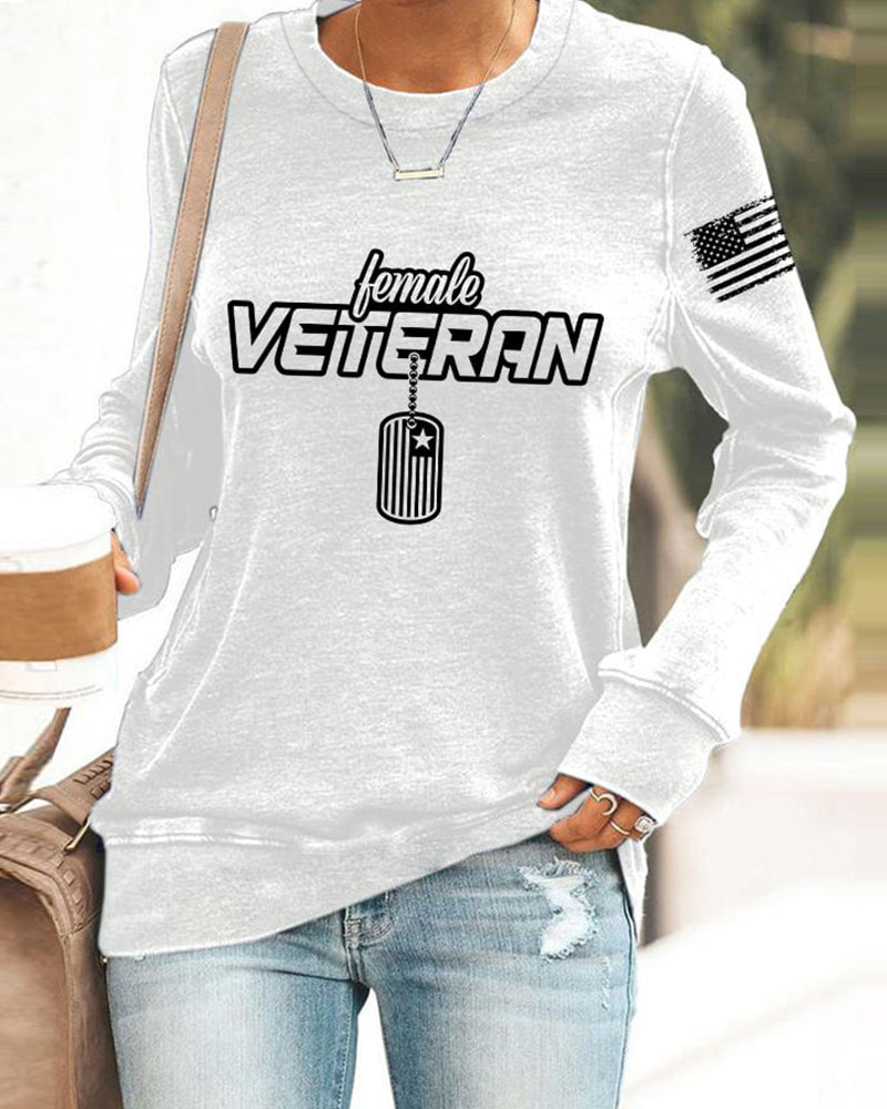 Women's "Female Veteran" Print Sweatshirt
