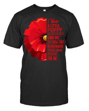 Women's Veterans Day Lest We Forget Red Poppy Flower USA Memorial T-Shirt